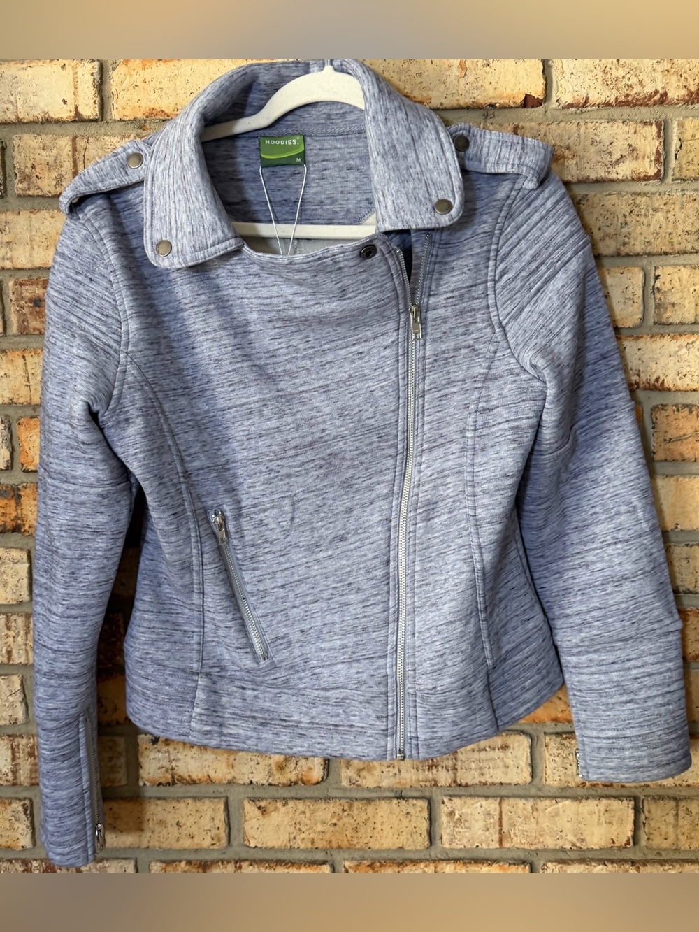 Hoodie motto knit grey jacket M NWT